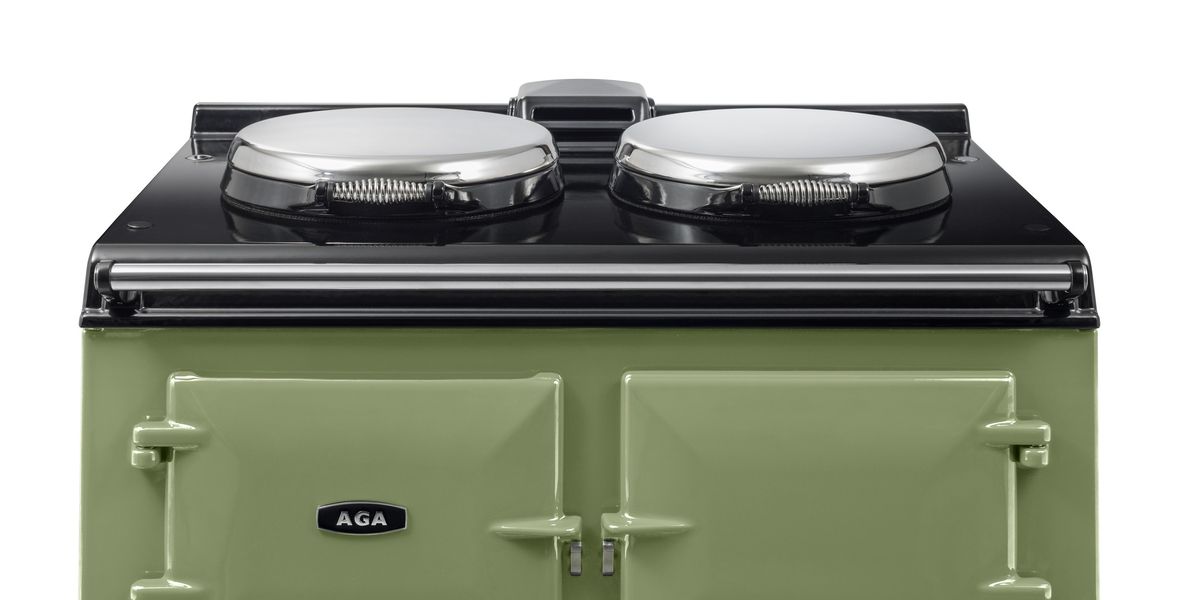 Cuisinière AGA Classic 100 émail Olivine, couvercles de plaques chromés