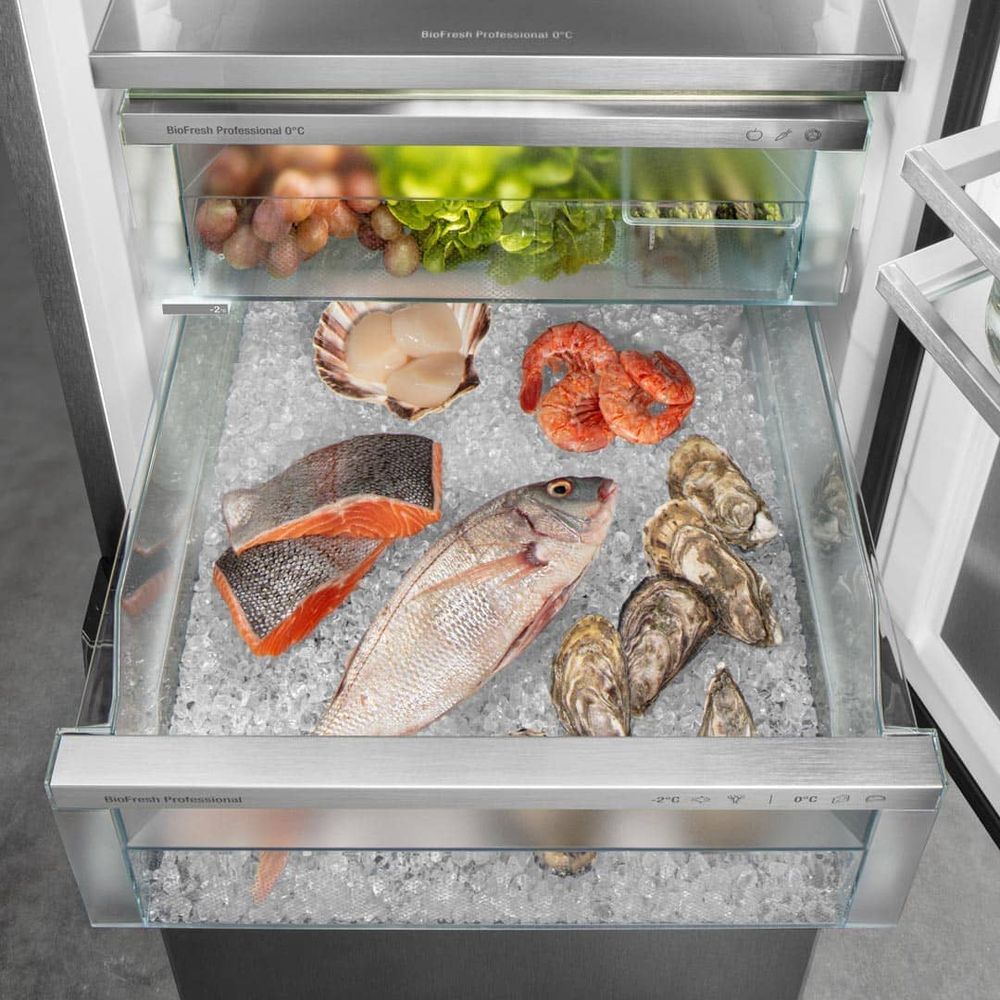 Tiroir BioFresh Professional Fish & Seafood à -2 °C, poissons et crustacés sur glace
