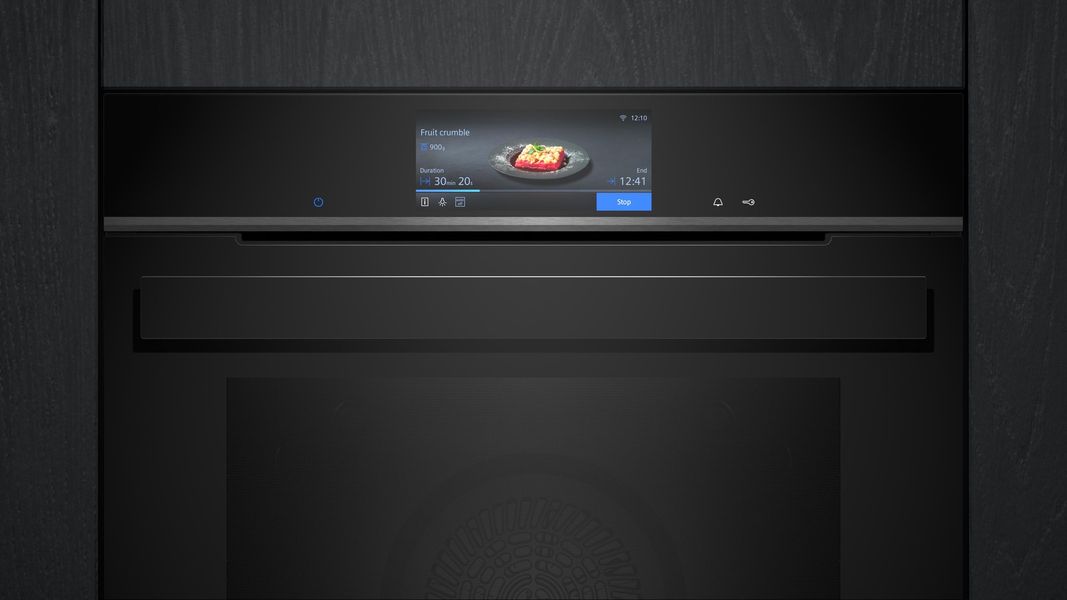 Four Siemens iQ700 à caméra, écran tactile affichant un plat reconnu